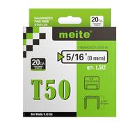 meite Agrafes T50, agrafes robustes de 1,6 cm pour agrafeuse, calibre 20, couronne de 1,9 cm, agrafes galvanisées pour ameublement, agrafes pour pistolet agrafes (1 512 pièces)