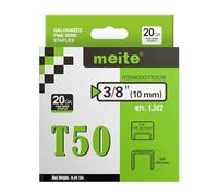 meite Agrafes T50, agrafes robustes longueur de 10 mm pour agrafeuse, calibre 20, couronne de 10,55 mm, agrafes galvanisées pour ameublement (1 512 pièces)