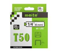 meite Agrafes T50, Type 140/6 mm, agrafes lourdes 20 gauge pour agrafeuse, agrafes galvanisées à couronne 3/8 pouce pour tapisserie (1 512 pièces)