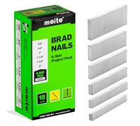 meite Clous de Finition Brad Galvanisés Type 18G, Lot Assorti de 6 000 Pièces en 6 Tailles (16mm, 19mm, 25mm, 32mm, 38mm and 50mm), Clou pour Cloueuse 18G, Pour Menuiserie et Travaux de Finition
