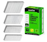 meite Kit de Clous De Finition Inclines 16GA 20 Degres, Galvanises 5 Tailles Assorties (32 mm, 38 mm, 50 mm,64 mm - 500 Pieces Par Taille), Fil Ø 1,6 mm, Pour Cloueuse de Finition 16G, Lot de 2 000