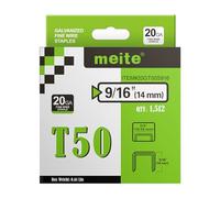 meite Lot de 1 512 agrafes T50 de 2,4 cm pour agrafeuse, calibre 20, couronne de 0,9 cm, agrafes galvanisées pour ameublement, agrafes pour pistolet agrafeuse