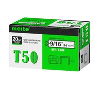 meite Lot de 5 000 agrafes T50 de 2,4 cm pour pistolet agrafe, agrafes galvanisées de calibre 20 de 0,9 cm pour tissus d'ameublement, construction, meubles