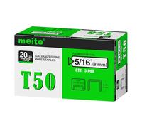 meite Lot de 5 000 agrafes T50 robustes de 1,6 cm pour pistolet agrafeuse, agrafes galvanisées de calibre 20 de 0,9 cm pour tissus d'ameublement, construction, meubles