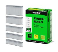 meite Lot de 500 clous de finition de calibre 16, assortiment de 5 tailles (2,5 cm, 3,8 cm, 3,8 cm, 5,1 cm, 6,3 cm de chaque taille), 500 clous droits galvanisés de finition 16 GA