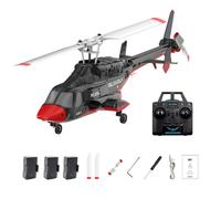 Meiurlex A61 Hélicoptère RC 1/53 - Télécommande 4 Canaux avec Décollage/Atterrissage Automatique, Batterie Longue Durée (Rouge/Noir ou Rouge/Blanc/Noir, 1-4 Batteries)