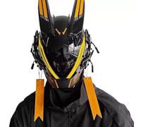 Meiurlex Masque complet de chevalier cyberpunk avec bande LED jaune pour cosplay