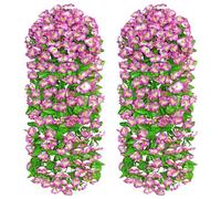 MEIVINES Pétunia Artificiel 2PCS Simulation De Simulation Faux Pétunias Fleur Artificielle Exterieur Tombante Branches Fleurs De Gloire du Matin Artificielles avec Feuilles pour Jardin (Rose)