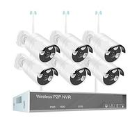MEIVIYA Système de caméras de vidéosurveillance avec Kit WiFi NVR sans Fil 2MP 1080P Ensemble de caméras de sécurité CCTV extérieures for Maison Intelligente(None,6 Cam with 8CH NVR)