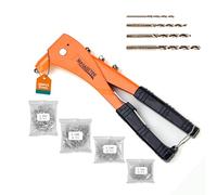 Meiwaltee Pince à Rivets avec 200PCS Rivets et 4 Tailles de Perceuses, Professionnelle 4 en 1 Alliage d'aluminium Riveteuse Manuelle,4 Tailles: 2.4 MM-3.2MM-4.0MM-4.8MM pour Métal, Plastique, Bois