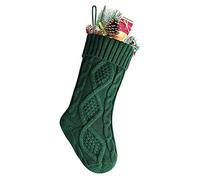 Meiwash Bas de Noël Chaussettes Père Noël Cadeau de Noël Botte de Noël Chaussettes Décoratives Tricotées Grand Sac de Bonbons Sac Cadeau Pendentif de cheminée Décoration de Fête (Green, 46cm)