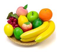 Meiwlong 10 PCS Artificiel Fruits of Décoration Home Fake Banana Lemon Orange Strawberries Apple Peach Grape Different Faux Réaliste Photography Accessoires