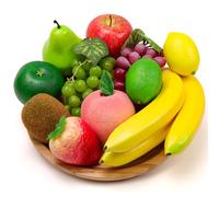 Meiwlong 11 PCS Artificiel Fruits Fake Banana Grape Lemon Kiwi Orange Apple Peach Strawberries Ornament Faux RéalisteCombination Décoration Restaurant Home
