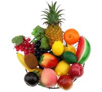 Meiwlong 18 PCS Artificiel Fruits Décoration Home Fake Pineapple Grape Strawberries Pear Oil Fruit Orange Lemon Wax Apple Watermelon Banana Kiwi Pineapple Peach Combination