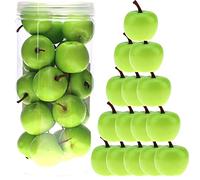 Meiwlong 27 PCS Mini Fake Green Apples Artificiel RéalisteFood Cuisine Accessoires Faux Réaliste Plastic Model Décoration Home Theme Fête Vacances Action de grâces