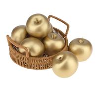 Meiwlong 6 PCS Artificiel Golden Réaliste Apple Fake RéalisteDisplay Fruit Faux Simulation Plastic Food Décoration Home Fête Festival Cuisine Christmas