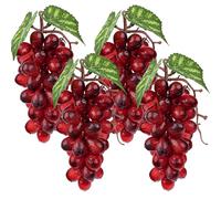 Meiwlong Artificiel Raisins Faux Plastique Fruit Sombre Rouge Raisins Décoration Mariage Le Jardin Props - 4 Faisceau