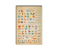 MEIXI MOBILE Images murales sur toile - Tableau des codes maritimes vintage - Reproduction artistique - Pour chambre à coucher, cuisine, bureau, maison - 50,8 x 76,2 cm - Sans cadre