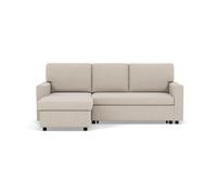 Bestmobilier - Meiya - canapé d'angle réversible 4 Places Convertible avec Coffre en Tissu, Beige