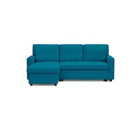 BestMobilier - Canapé d'angle Meiya 4 places réversible et convertible avec coffre tissu Bleu