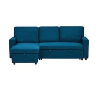 BestMobilier - Meiya - canapé d'angle réversible 4 Places Convertible avec Coffre en Tissu, Bleu
