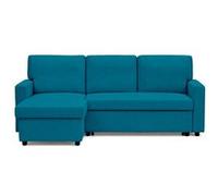 BestMobilier - Canapé d'angle Meiya 4 places réversible et convertible avec coffre tissu Bleu