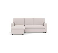 Meiya - Canapé d'angle réversible 4 places convertible avec coffre en tissu bouclette - Beige