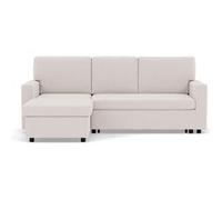 Meiya - Canapé d'angle réversible 4 places convertible avec coffre en tissu bouclette - Beige