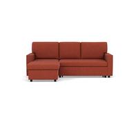 Meiya - canapé d'angle réversible 4 places convertible avec coffre en tissu - Terracotta