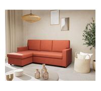Bestmobilier - Meiya - canapé d'angle réversible 4 Places Convertible avec Coffre en Tissu, Terracotta