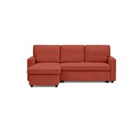 Best mobilier Canapé d'angle Meiya réversible 4 places convertible avec coffre en tissu Terracotta G