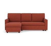 Meiya - canapé d'angle réversible 4 places convertible avec coffre en tissu - Terracotta Terracotta G