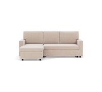 Meiya - Canapé d'angle réversible 4 places convertible avec coffre en velours côtelé - Beige