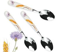 MEIYAHOME Lot de 3 cuillères à soupe en acier inoxydable SUS304 18-10 avec poignée en céramique blanche - 20 cm
