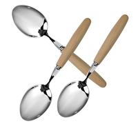 MEIYAHOME Lot de 3 cuillères à soupe SUS304 de qualité alimentaire en acier inoxydable 18-10 finement poli, poignée en hêtre, design ergonomique, pour la maison, le thé de l'après-midi, l'occidental