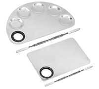 MEIYIDAY 2 Pièces Palette de Maquillage en Acier Inoxydable, Palette de Mélange Cosmétique avec Spatule, Professionnelle Palette pour Peinture,palette maquillage, Nail Art