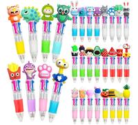 MEIYIFAN 64PZ Penne Multicolore, Set di Penne a Sfera a 4 Colori,Mini penne multicolori Penna creativa carina dei cartoni animati per Ufficio Scuola Studenti Regalo Festa Borsa Riempitivi