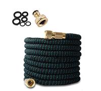 MeiyijiaTuyau d'arrosage Flexible Rétractable, connecteur en Laiton Plein,Raccord Rapide pour Tuyau de Tuyau de 1/2 po et 3/4 po,Triple expansion jusqu’a 7,6M/25FT