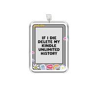 MEIYSTICK Breloque anti-poussière If I Die Delete My Kindle Unlimited History - Breloque Kindle en acrylique de type C ou Lightning - Cadeaux pour les amateurs de livres (type C)