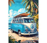 MEIYUDA Diamond Painting 5D Complet Bus, Peinture Diamant Adulte Diamond-Painting Paysage Diamond Painting, Diamond Painting Enfant Peinture Diamant Aquabeads pour Murale Décoration 30x40cm