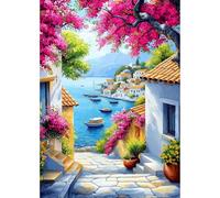 MEIYUDA Diamond Painting 5D Complet Paysage, Peinture Diamant Adulte Diamond-Painting Seaview, Peinture Diamant Aquabeads pour Murale Décoration 30x40cm