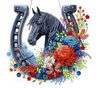 MEIYUDA Diamond Painting 5D Complet Pendentif, Cheval Peinture Diamant Adulte Pendentif Attrape-Soleil, Hanging Diamond Painting Enfant Peinture pour Murale Décoration