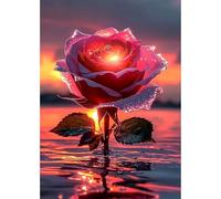 MEIYUDA Diamond Painting 5D Complet Rose, Peinture Diamant Adulte Diamond-Painting Blumen, Diamond Painting Enfant Peinture Diamant Diamond Painting Aquabeads pour Murale Décoration 30x40cm