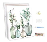 MEIYUDA Peinture avec numéros adultes avec cadre plante verte, fleur peinture à l'huile kit de peinture par numéros de bricolage, peintures à peindre numérat, peinture pour adultes, décoration de la