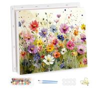 MEIYUDA Peinture par Numero Adulte avec Cadre, Fleurs sauvages Kit de Peinture à l'Huile sur Toile par Numéro, Débutants Peinture, Decoration Maison Cadeau 40x30cm