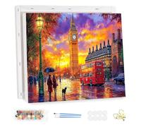 MEIYUDA Peinture par Numero Adulte avec Cadre Londres au crépuscule, DIY Kit Peinture, Pinceaux Peinture de Dessin de Pigment Acrylique, Loisirs Créatifs Decoration Maison 40x30cm(Boîte cadeau)
