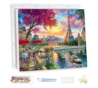 MEIYUDA Peinture par Numero Adulte avec Cadre, Paris au printemps DIY Peinture à l'huile par Numéros sur Toile Artisanat avec Pinceaux Peintures Acryliques, Decoration Maison Cadeau 40x30cm