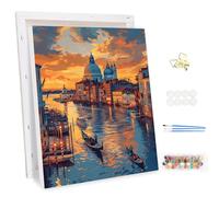 MEIYUDA Peinture par Numero Adulte avec Cadre, Scène de nuit à Venise DIY Peinture à l'huile par Numéros sur Toile Artisanat avec Pinceaux Peintures Acryliques, Decoration Maison Cadeau 30x40cm