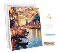 MEIYUDA Peinture par Numero Adulte avec Cadre, Scène de nuit à Venise DIY Peinture à l'huile par Numéros sur Toile Artisanat avec Pinceaux, Decoration Maison Cadeau 30x40cm