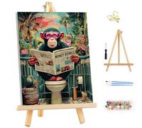 MEIYUDA Peinture par Numero Adulte avec Cadre, Singe drôle DIY Peinture à l'huile par Numéros sur Toile Artisanat avec Pinceaux, Decoration Maison Cadeau 25x35cm